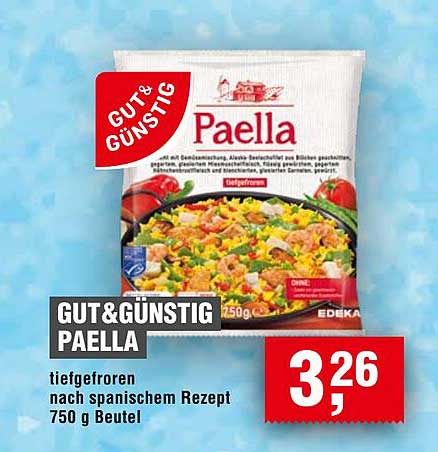GUT& GÜNSTIG Paella – Tiefgefroren nach spanischem Rezept 750 g Beutel