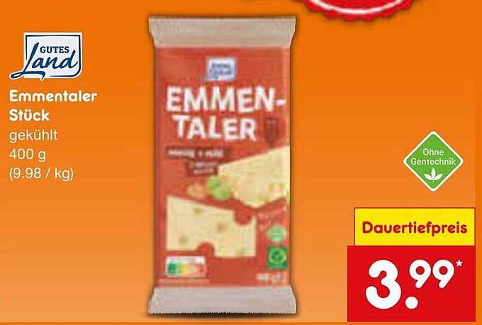 GUTES LAND Emmentaler Stück 400 g - Dauertiefpreis