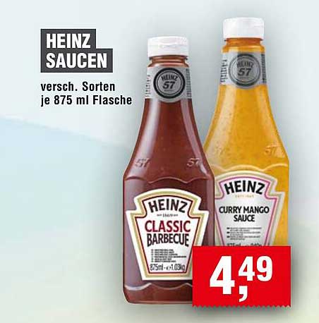 HEINZ SAUCEN - verschiedene Sorten je 875 ml Flasche