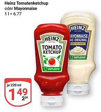 Heinz Tomatenketchup oder Mayonnaise 220 ml