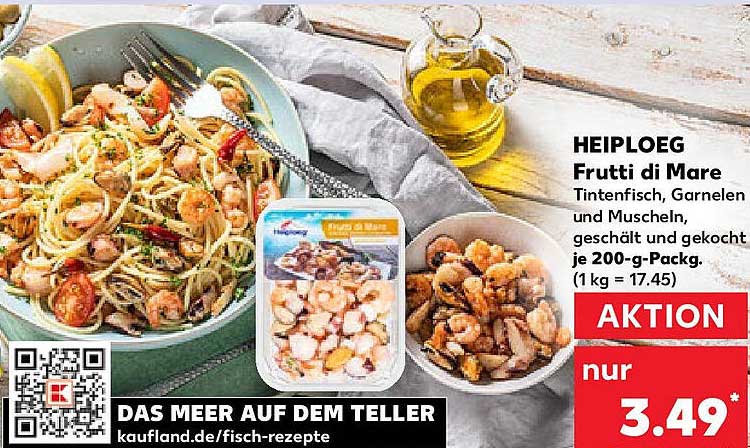 HEIPLOEG Frutti di Mare Tintenfisch, Garnelen und Muscheln, geschält und gekocht je 200-g-Pack.