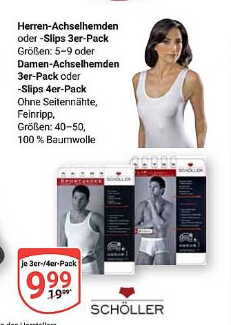Herren-Achselhemden oder -Slips 3er-Pack und Damen-Achselhemden 3er-Pack oder -Slips 4er-Pack