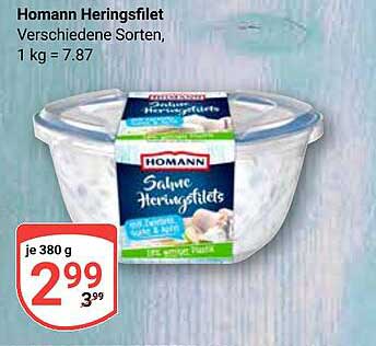 Homann Heringsfilet - Verschiedene Sorten, 1 kg = 7,87