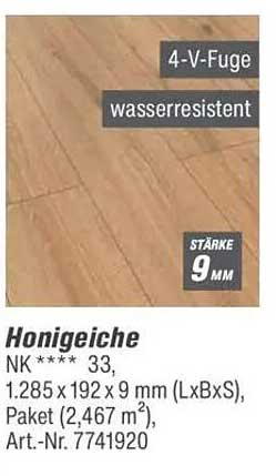 Honigeiche Laminatboden 4-V-Fuge wasserresistent