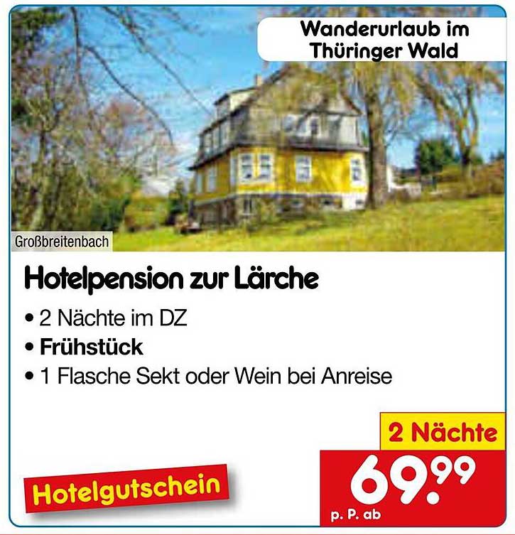 Hotelgutschein für die Hotelpension zur Lärche