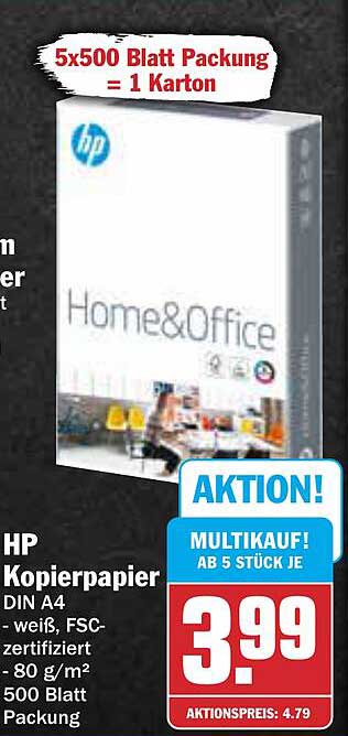 HP Kopierpapier DIN A4 - weiß, FSC-zertifiziert