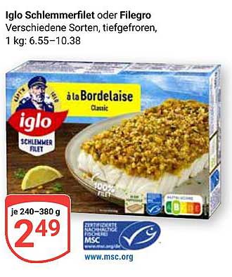 Iglo Schlemmerfilet oder Filegro, verschiedene Sorten, tiefgefroren