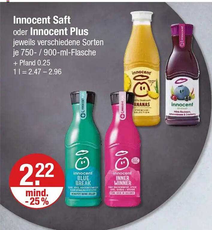 Innocent Saft oder Innocent Plus - 750 ml Flasche je 2,22 €