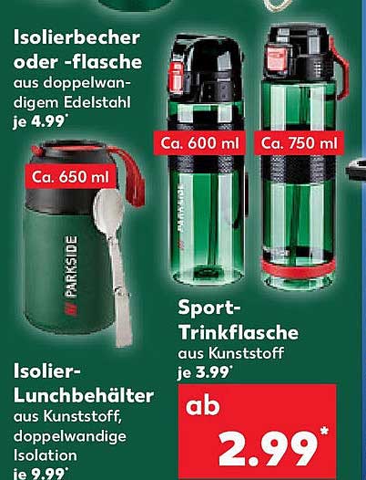 Isolierbecher oder -flasche aus doppelwandigem Edelstahl je 4.99