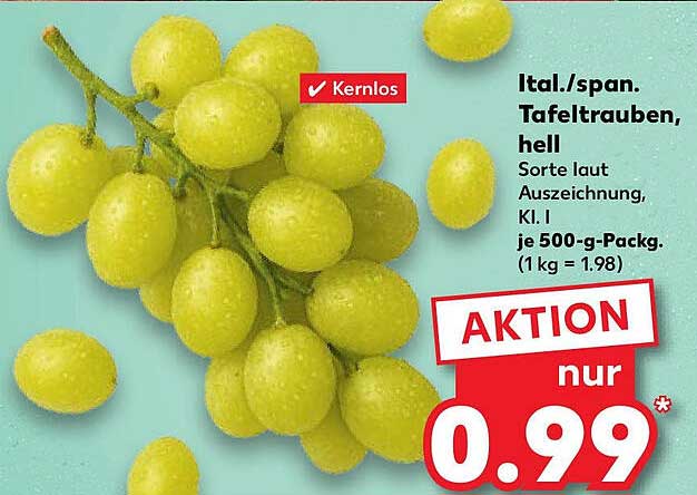 Italienische/Spanische Tafeltrauben, hell, 500-g-Pack