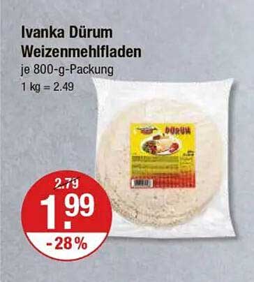 Ivanka Dürum Weizenmehlfladen je 800-g-Packung