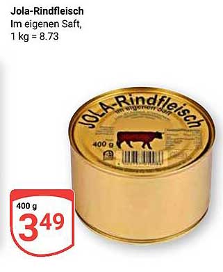 Jola-Rindfleisch im eigenen Saft, 400 g