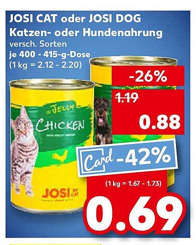 JOSI CAT oder JOSI DOG Katzen- oder Hundenahrung, 400-415 g Dose