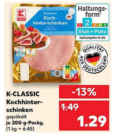 K-CLASSIC Kochschinken gepökelt 200-g-Pack