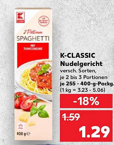 K-CLASSIC Nudelspezialität mit Tomatensauce