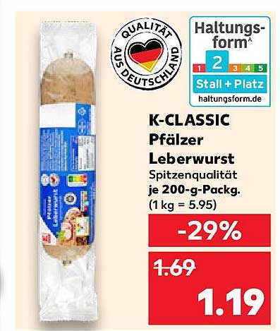 K-CLASSIC Pfälzer Leberwurst 200 g Packung