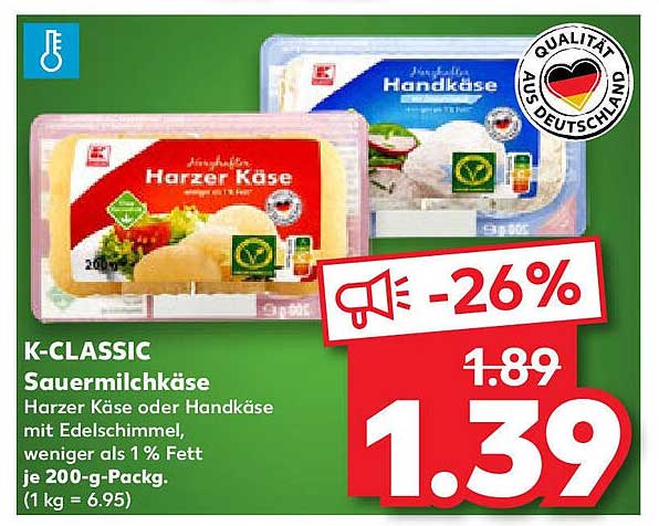 K-CLASSIC Sauermilchkäse - Harzer Käse oder Handkäse mit Edelschimmel