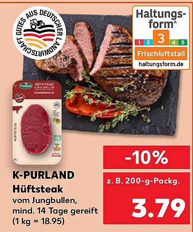 K-PURLAND Hüftsteak vom Jungbullen – 10% Rabatt!