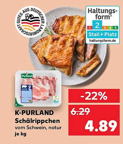 K-PURLAND Schälrippchen vom Schwein, natur je kg
