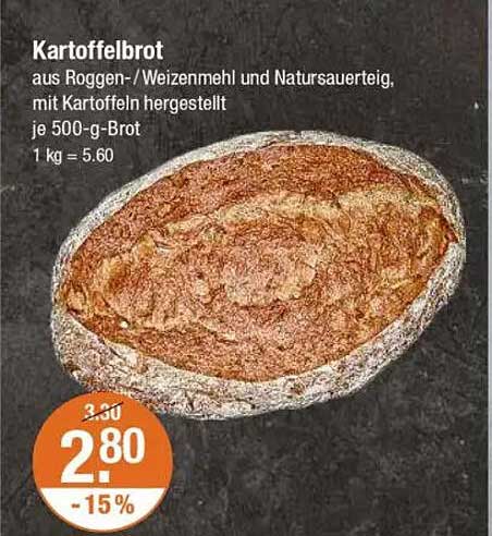 Kartoffelbrot aus Roggen-/Weizenmehl und Natursauerteig
