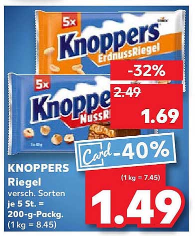 KNOPPERS Riegel - Erdnuss und Nuss zum Sonderpreis
