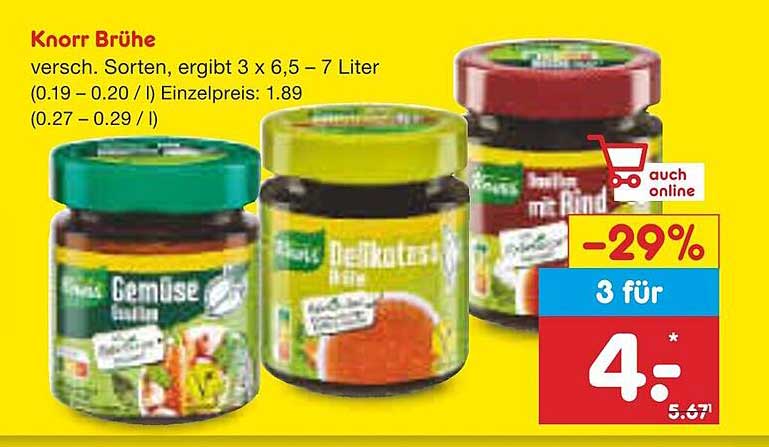 Knorr Brühe - 3 Gläser für nur 4,- Euro