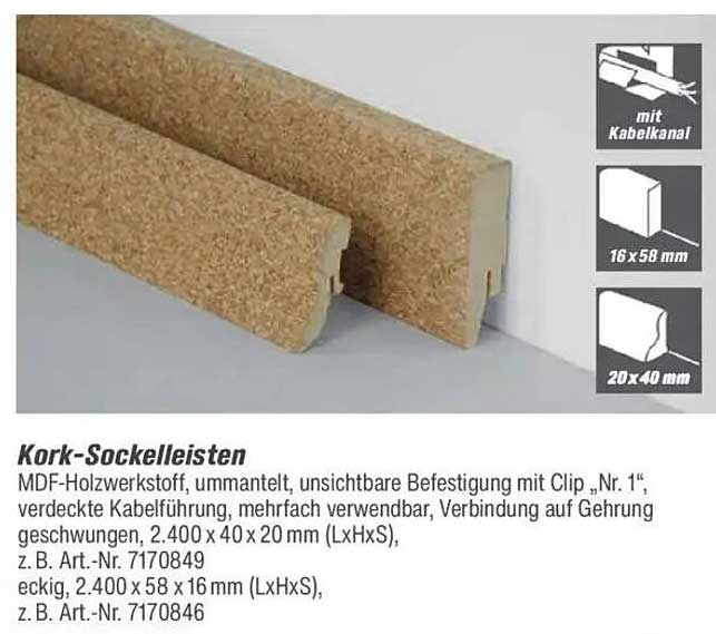 Kork-Sockelleisten