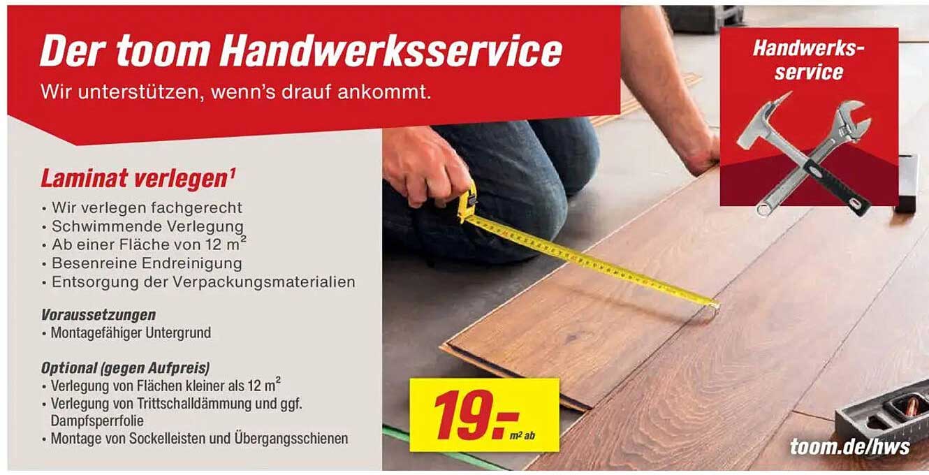 Laminat verlegen - toom Handwerkerservice