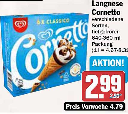 Langnese Cornetto verschiedene Sorten, tiefgefroren
