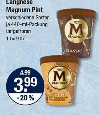 Langnese Magnum Pint verschiedene Sorten je 440-ml-Packung tiefgefroren