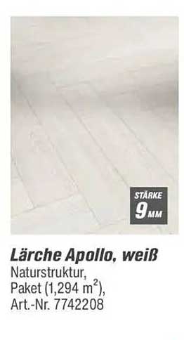 Lärche Apollo, weiß – Naturstruktur, Paket (1,294 m²), Art.-Nr. 7742208