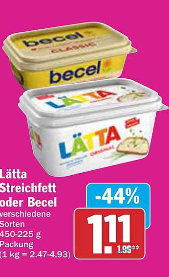 Lätta Streichfett oder Becel – verschiedene Sorten 450-225 g