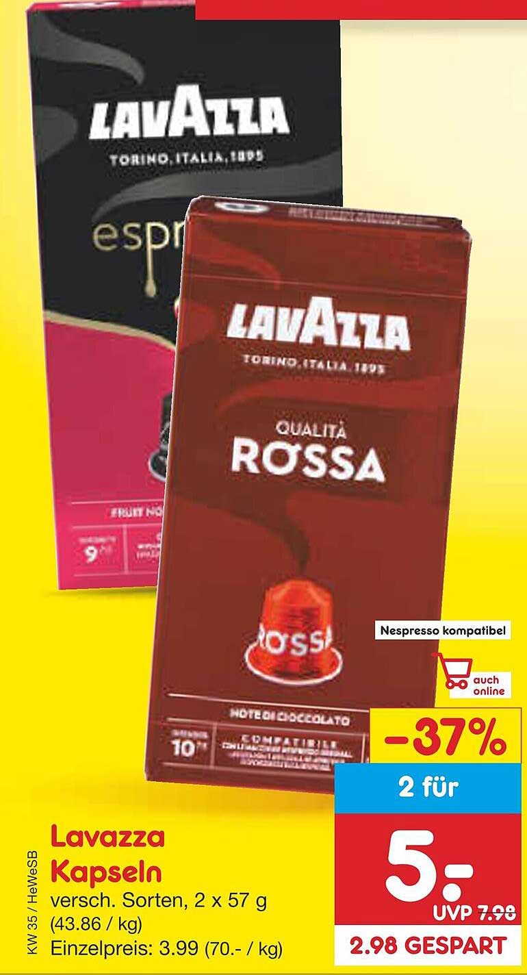 Lavazza Kapseln 2 für 5,00 €