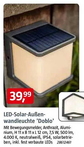 LED-Solar-Außenwandleuchte 'Doblo'