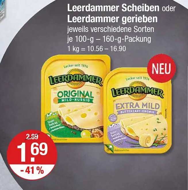 Leerdammer Scheiben oder Leerdammer gerieben - jetzt zum Probierpreis!