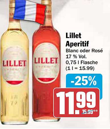 Lillet Aperitif Blanc oder Rosé 0,75 l Flasche -25%