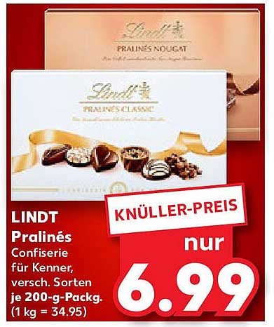 LINDT Pralinés - Confiserie für Kenner, verschiedene Sorten 200-g-Pack.