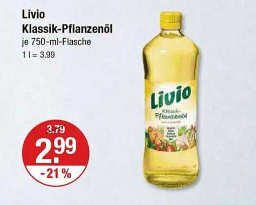 Livio Klassik-Pflanzenöl 750 ml