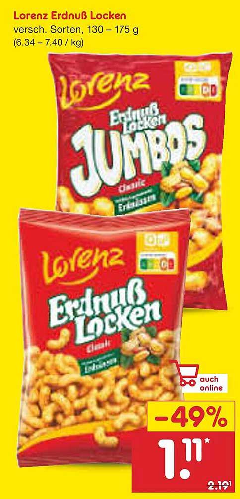 Lorenz Erdnuss Locken, verschiedene Sorten, 130 – 175 g