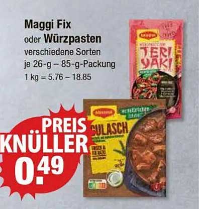 Maggi Fix oder Würzpasten verschiedene Sorten je 26-g - 85-g-Packung