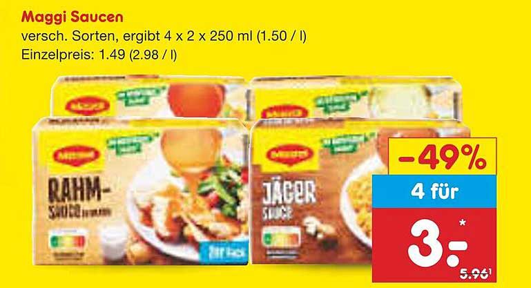 Maggi Saucen verschiedene Sorten 4 x 2 x 250 ml