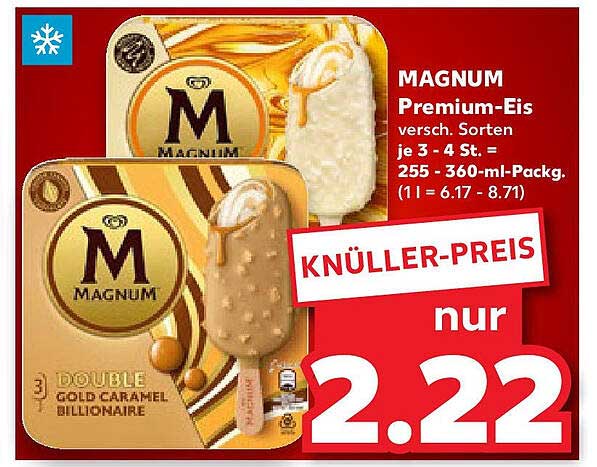 MAGNUM Premium-Eis versch. Sorten je 3 - 4 St. = 255 - 360-ml-Packg.