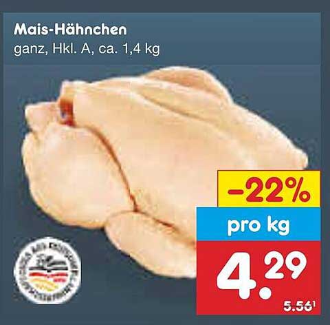 Mais-Hähnchen ganz, Hkl. A, ca. 1,4 kg