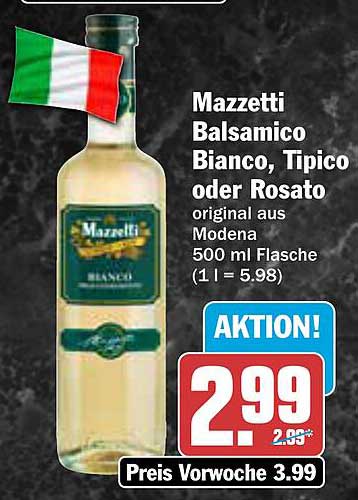 Mazzetti Balsamico Bianco, Tipico oder Rosato 500 ml