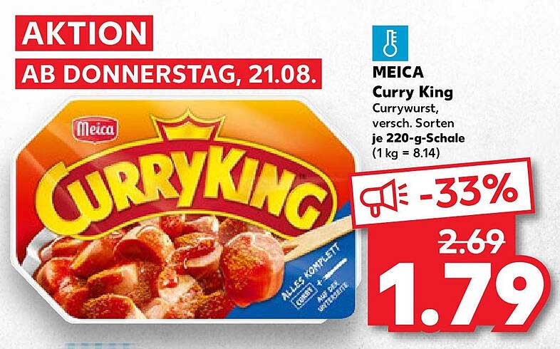 MEICA Curry King Currywurst, 220-g-Schale, verschiedene Sorten