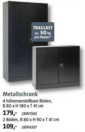 Metallschrank mit höhenverstellbaren Böden