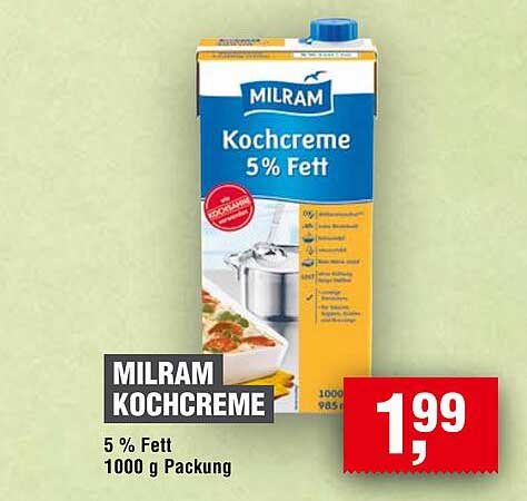 MILRAM Kochcreme 5 % Fett 1000 g Packung