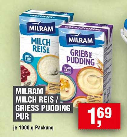 MILRAM Milch Reis / Grieß Pudding pur