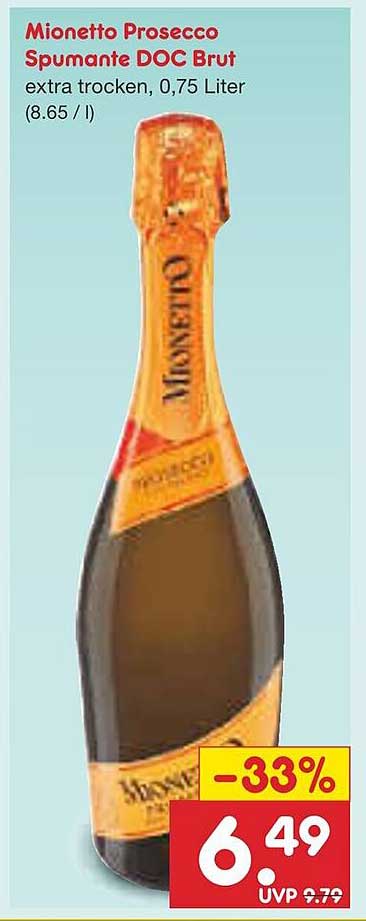 Mionetto Prosecco Spumante DOC Brut, 0,75 Liter