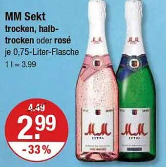 MM Sekt trocken, halbtrocken oder rosé je 0,75-Liter-Flasche